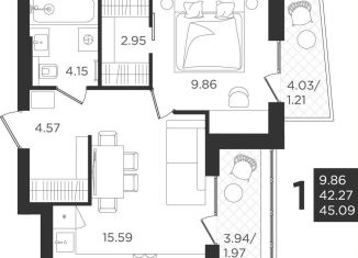 Продажа однокомнатной квартиры, 40.3 м2, Калининградская область, Васильковая улица, 7