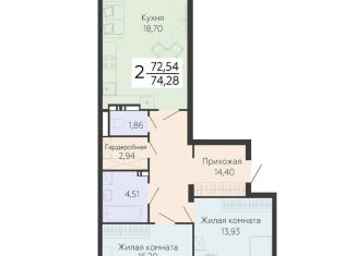 2-ком. квартира на продажу, 74.3 м2, Воронеж, Левобережный район, Ленинский проспект, 108А