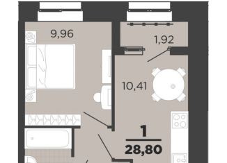 Продам 1-ком. квартиру, 28.8 м2, Рязань, ЖК Юный