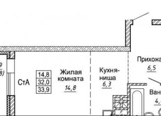 Квартира на продажу студия, 33.9 м2, Новосибирск, улица Фрунзе, с1