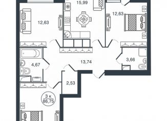 Продажа 3-комнатной квартиры, 86.8 м2, Тверь, Московский район