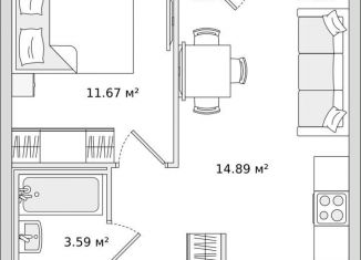 Продается 1-комнатная квартира, 34.7 м2, поселок Бугры, Тихая улица, 3к6