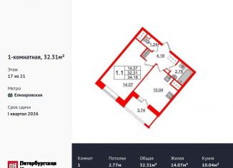 Продам 1-комнатную квартиру, 32.3 м2, Санкт-Петербург, Невский район