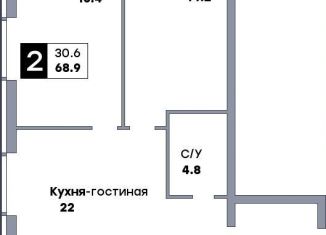 Продам двухкомнатную квартиру, 68.9 м2, Самара, метро Московская