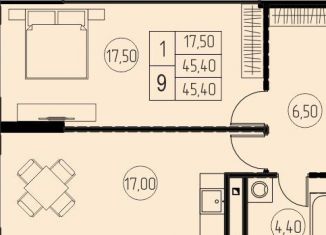 Продается 1-комнатная квартира, 45.4 м2, Московская область