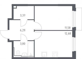 Продажа 1-комнатной квартиры, 37.7 м2, Москва, жилой комплекс Квартал Герцена, к2, метро Зябликово