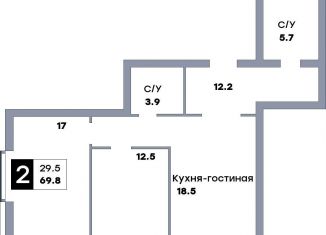 Продаю двухкомнатную квартиру, 69.8 м2, Самара, метро Московская