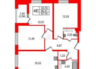 Продаю 3-ком. квартиру, 67.8 м2, Санкт-Петербург, Полюстровский проспект, 77, метро Выборгская