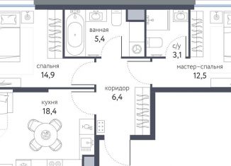 Продается 2-ком. квартира, 60.7 м2, Москва, ЖК Сиреневый парк, Тагильская улица, 4В