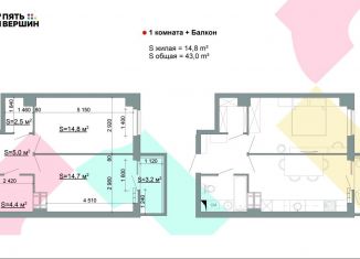 Продаю 1-ком. квартиру, 43.3 м2, Уфа, улица Пархоменко, 26