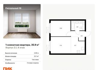 Продажа 1-ком. квартиры, 35.9 м2, Москва, СВАО