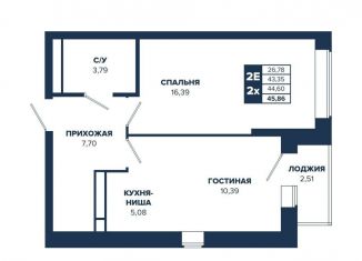 Продажа двухкомнатной квартиры, 44.6 м2, Екатеринбург, метро Ботаническая, улица Щербакова, 152/2