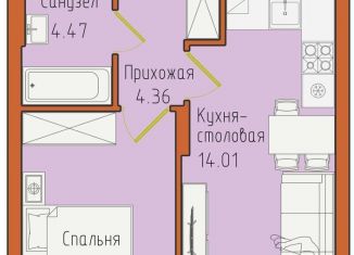 1-ком. квартира на продажу, 37.8 м2, Калининградская область