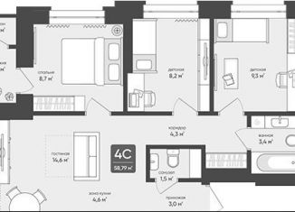 Продажа 4-комнатной квартиры, 58.8 м2, Новосибирск, Промышленная улица, 7, метро Золотая Нива