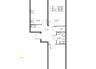 Продается 2-комнатная квартира, 64 м2, Санкт-Петербург