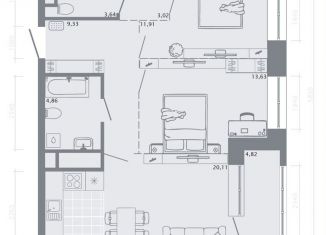 Продам 2-комнатную квартиру, 68.9 м2, Казань