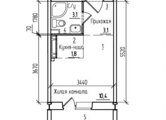 Квартира на продажу студия, 22 м2, посёлок Садовый, микрорайон Околица, 2