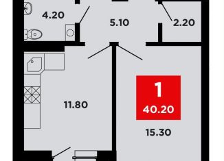 Продаю 1-комнатную квартиру, 40.2 м2, Краснодар, Прикубанский округ, Конгрессная улица, лит17