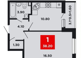 Продаю 1-комнатную квартиру, 38.2 м2, Краснодар, Конгрессная улица, лит17, Прикубанский округ