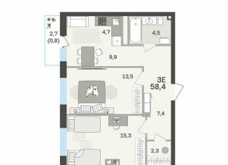 Продам 3-комнатную квартиру, 58.4 м2, Пермский край