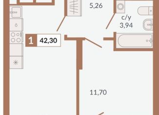 Однокомнатная квартира на продажу, 42.3 м2, Свердловская область