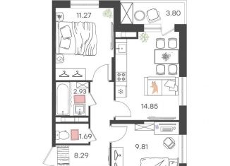 Продается трехкомнатная квартира, 48.9 м2, Ульяновск, Засвияжский район, улица Александра Невского, 4Ак1