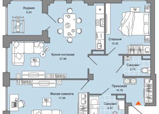 Продается 3-комнатная квартира, 79 м2, Ульяновск, Заволжский район, жилой комплекс Центрополис, 1