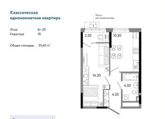 Продается однокомнатная квартира, 35.4 м2, Ижевск, Ленинский район