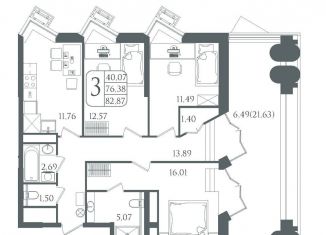 Продам трехкомнатную квартиру, 82.9 м2, Волгоградская область