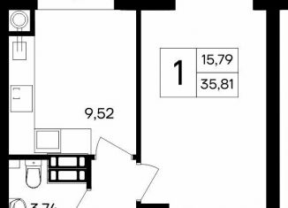 Продаю 1-ком. квартиру, 35.8 м2, посёлок городского типа Гвардейское, Курганная улица