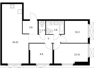 Продам 3-ком. квартиру, 71.9 м2, Москва, метро Дубровка