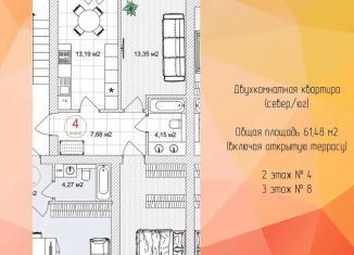Продажа 2-комнатной квартиры, 61.5 м2, Светлогорск, Сибирский переулок, 6-8