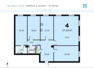 Продается 4-комнатная квартира, 171.6 м2, Санкт-Петербург, Петроградский район, Петровский проспект, 11к3