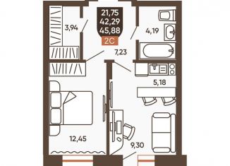 Продается 2-ком. квартира, 44.1 м2, Новосибирск, Новоуральская улица, 10, Калининский район