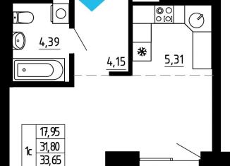 Продажа квартиры студии, 33.7 м2, Екатеринбург, Походная улица, 12, Чкаловский район