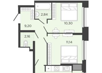 Продается 2-комнатная квартира, 49.6 м2, Рязань