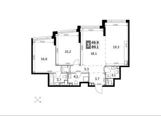 Продаю 3-ком. квартиру, 89.1 м2, Москва, метро Нагатинская, Варшавское шоссе, 37Ак3