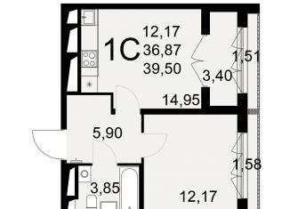 Продам 1-ком. квартиру, 39.5 м2, Тульская область