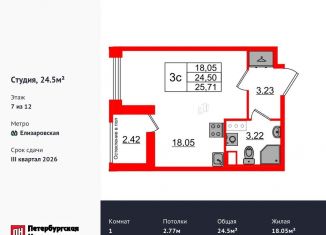 Продается квартира студия, 24.5 м2, Санкт-Петербург, муниципальный округ Невская Застава