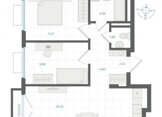 2-комнатная квартира на продажу, 55 м2, Екатеринбург