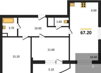 Продажа 2-комнатной квартиры, 67.2 м2, Воронеж, ЖК Микрорайон Боровое, улица Фёдора Тютчева, 93/4