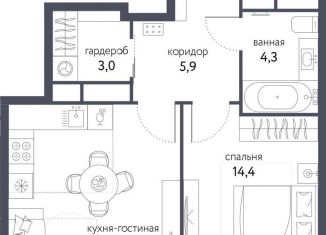 2-комнатная квартира на продажу, 46.5 м2, Москва, Тагильская улица, 4В