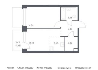 Продаю 1-комнатную квартиру, 44.6 м2, Москва, жилой комплекс Нова, к1