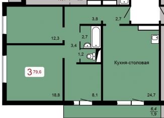 Продается 3-комнатная квартира, 79.6 м2, Красноярск