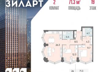 Продажа двухкомнатной квартиры, 71.3 м2, Москва, метро Технопарк, жилой комплекс Зиларт, 21/22