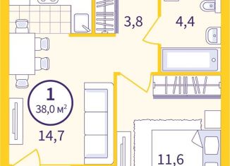 Продажа однокомнатной квартиры, 36.3 м2, Свердловская область