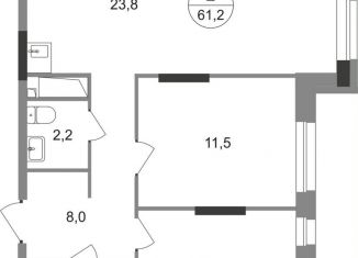 2-ком. квартира на продажу, 61.2 м2, Москва