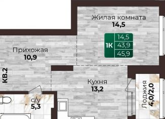 Продам однокомнатную квартиру, 45.8 м2, Барнаул, 6-я Нагорная улица, 15Г/12, Центральный район