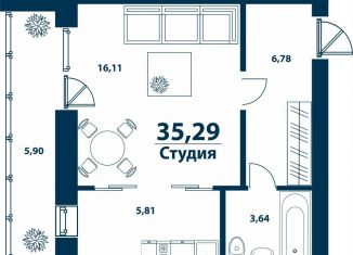 Продажа 1-ком. квартиры, 35.3 м2, деревня Ветошниково