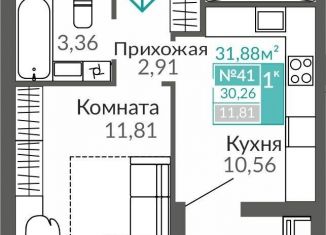 Продается однокомнатная квартира, 30.3 м2, Симферополь, Киевский район